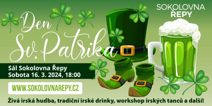 VYPRODÁNO: Den sv. Patrika v sobotu 16.3.2024 s živou hudbou a workshopem irského tance!